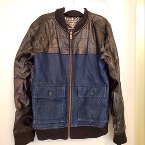 Guess denim & faux leather jacket sz 12-14